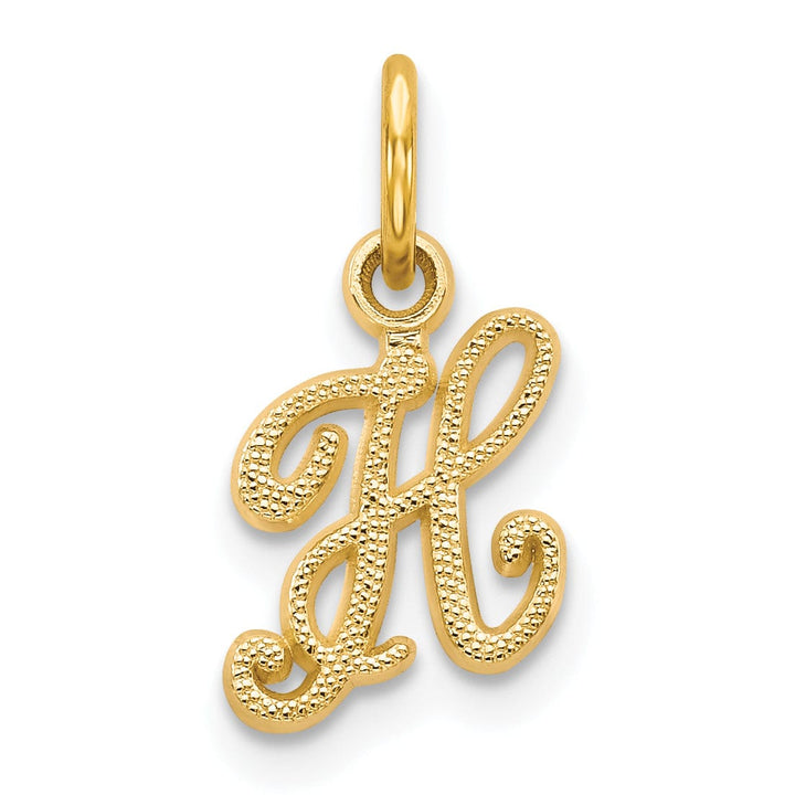 Lovely Rita's Pendants & Charms 14K Yellow Gold Small Script Design Letter H Initial Charm Pendant
