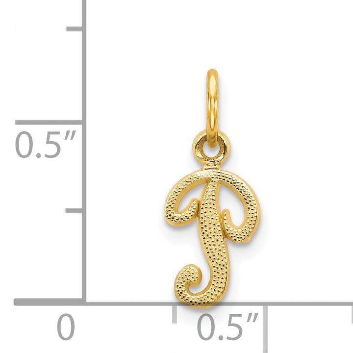 Lovely Rita's Pendants & Charms 14K Yellow Gold Small Script Design Letter P Initial Charm Pendant