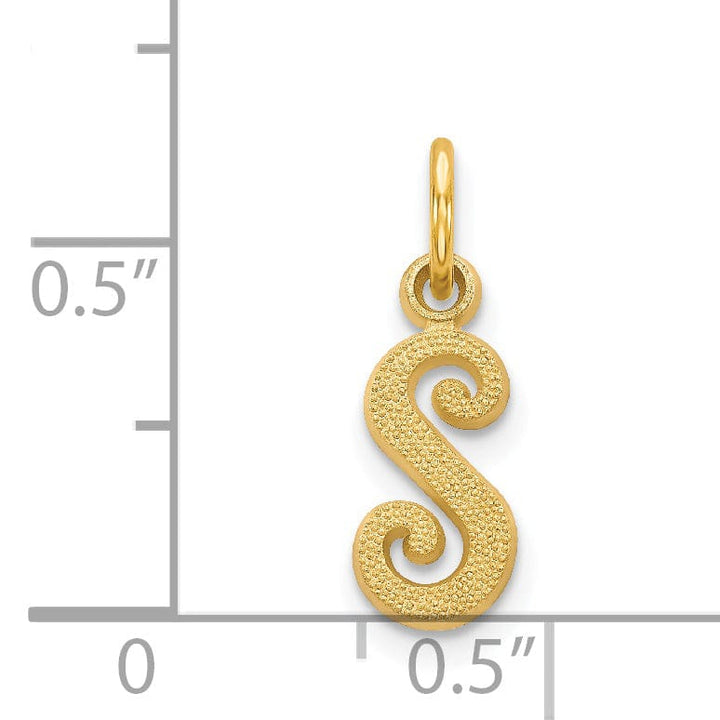 Lovely Rita's Pendants & Charms 14K Yellow Gold Small Script Design Letter S Initial Charm Pendant