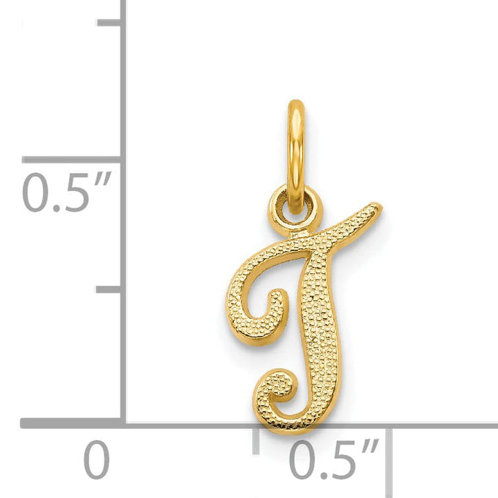 Lovely Rita's Pendants & Charms 14K Yellow Gold Small Script Design Letter T Initial Charm Pendant