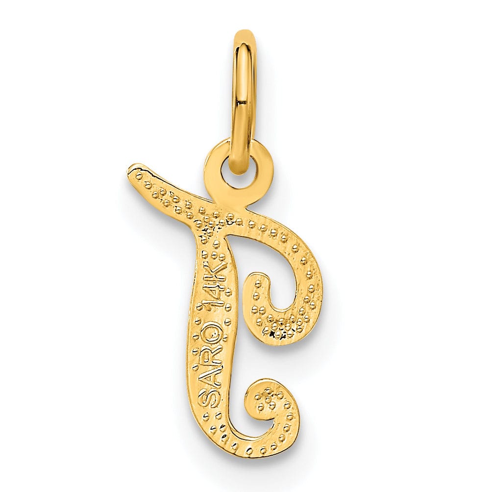 Lovely Rita's Pendants & Charms 14K Yellow Gold Small Script Design Letter T Initial Charm Pendant