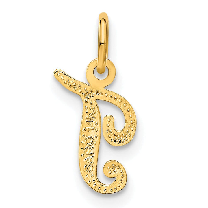 Lovely Rita's Pendants & Charms 14K Yellow Gold Small Script Design Letter T Initial Charm Pendant