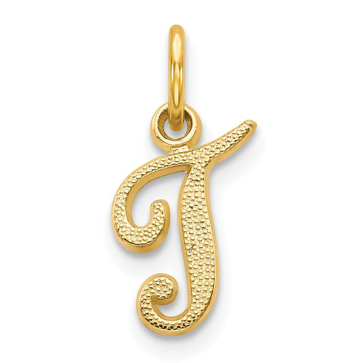 Lovely Rita's Pendants & Charms 14K Yellow Gold Small Script Design Letter T Initial Charm Pendant