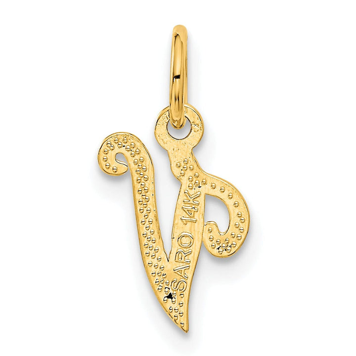 Lovely Rita's Pendants & Charms 14K Yellow Gold Small Script Design Letter V Initial Charm Pendant