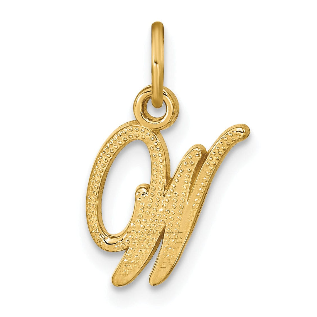 Lovely Rita's Pendants & Charms 14K Yellow Gold Small Script Design Letter W Initial Charm Pendant