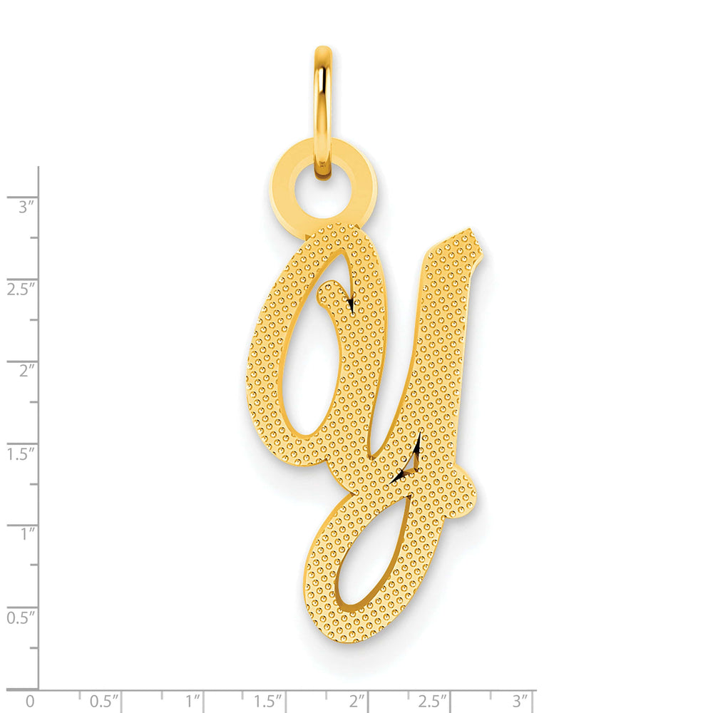 Lovely Rita's Pendants & Charms 14K Yellow Gold Small Script Design Letter Y Initial Charm Pendant