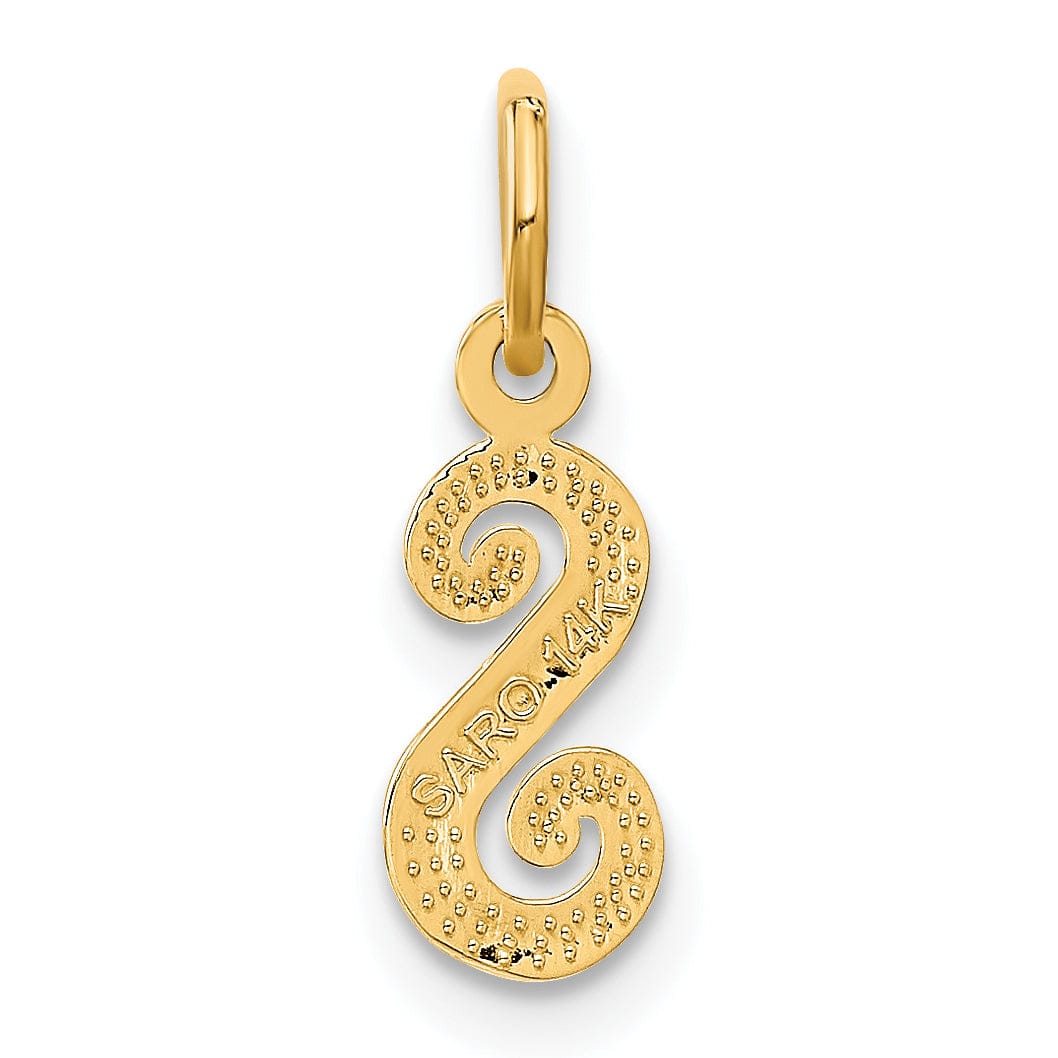 Lovely Rita's Pendants & Charms 14K Yellow Gold Small Script Design Letter Z Initial Charm Pendant