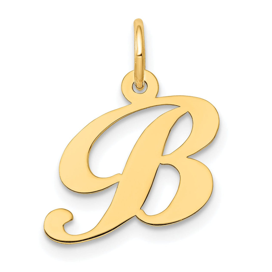 Lovely Rita's Pendants & Charms 14K Yellow Gold Small Size Fancy Script Letter B Initial Pendant