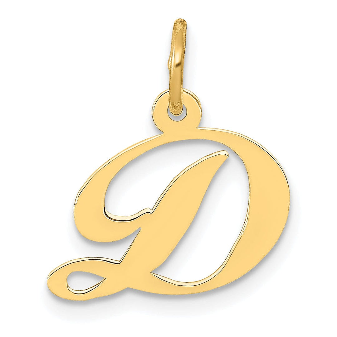 Lovely Rita's Pendants & Charms 14K Yellow Gold Small Size Fancy Script Letter D Initial Pendant