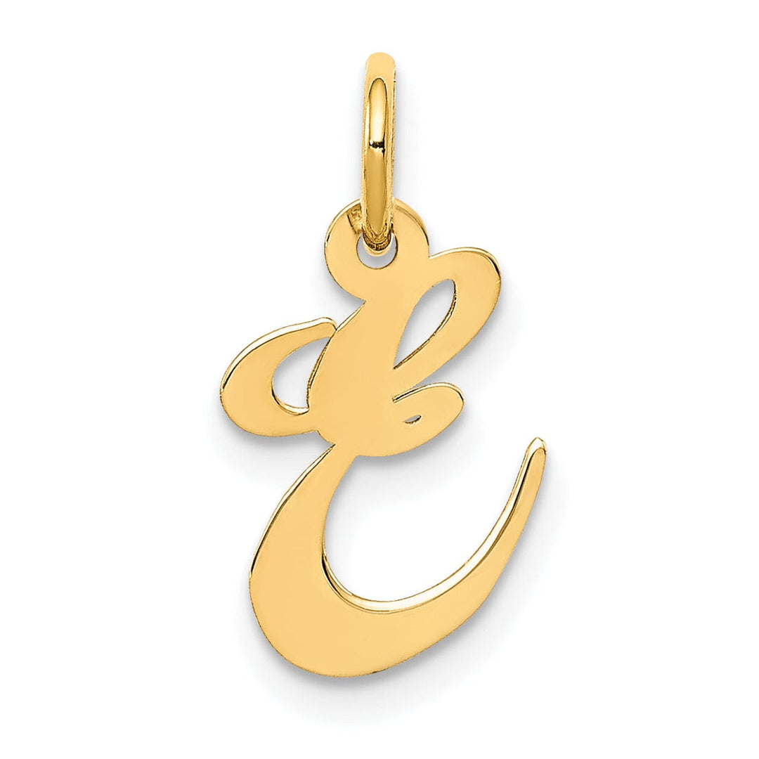 Lovely Rita's Pendants & Charms 14K Yellow Gold Small Size Fancy Script Letter E Initial Pendant