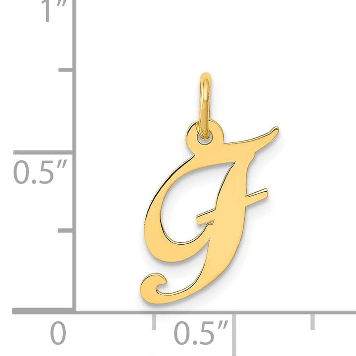 Lovely Rita's Pendants & Charms 14K Yellow Gold Small Size Fancy Script Letter F Initial Pendant
