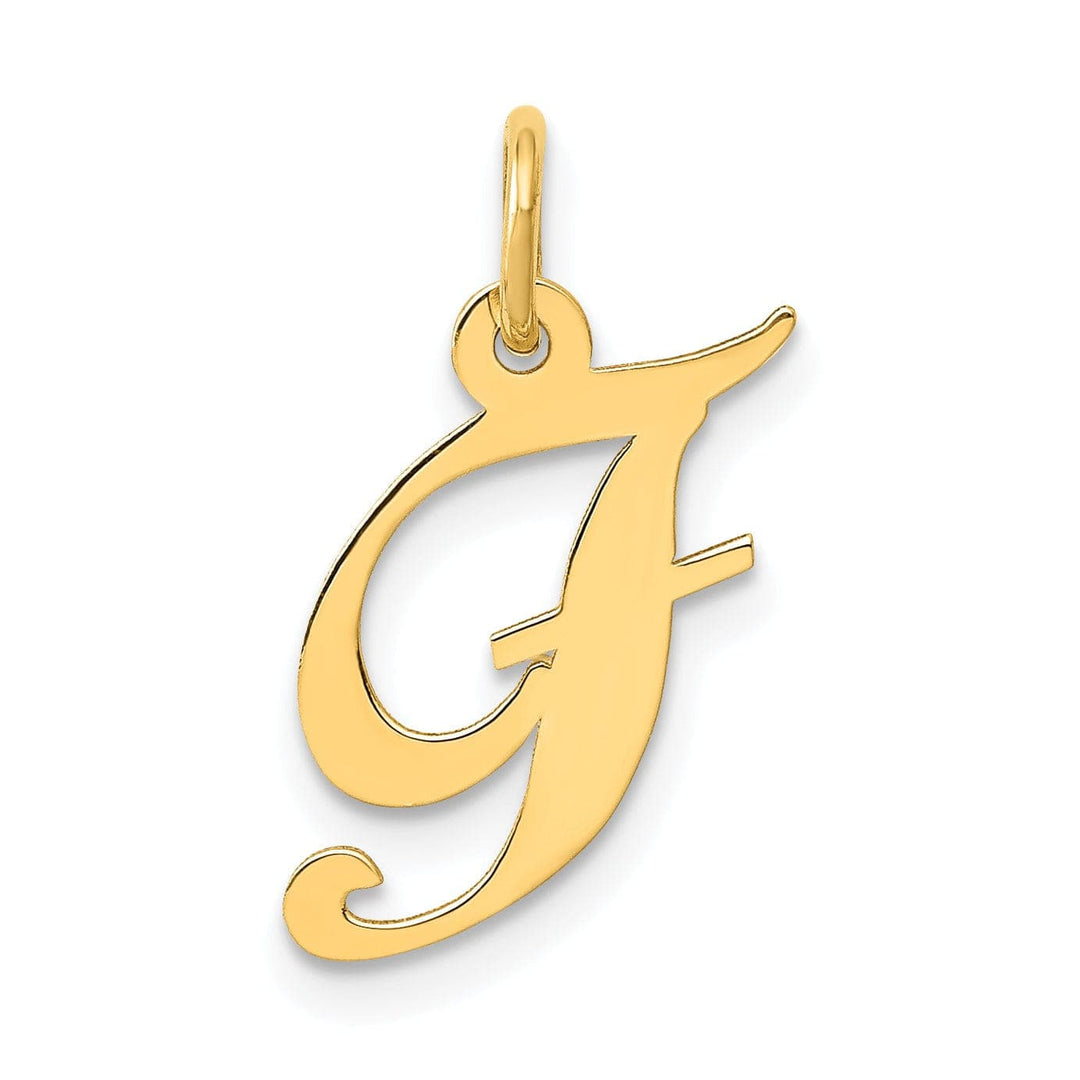 Lovely Rita's Pendants & Charms 14K Yellow Gold Small Size Fancy Script Letter F Initial Pendant