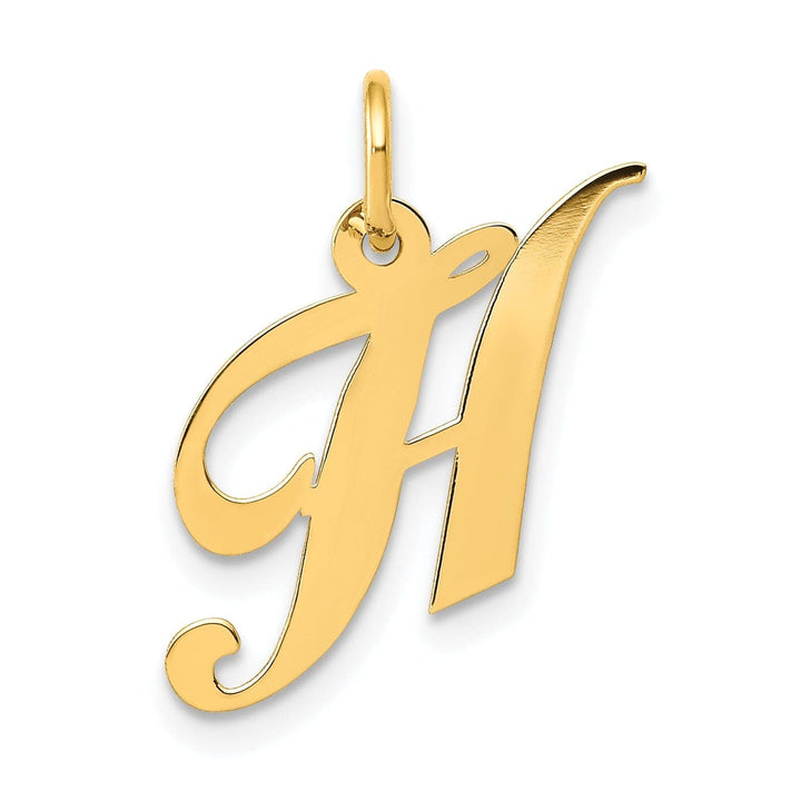 Lovely Rita's Pendants & Charms 14K Yellow Gold Small Size Fancy Script Letter H Initial Pendant