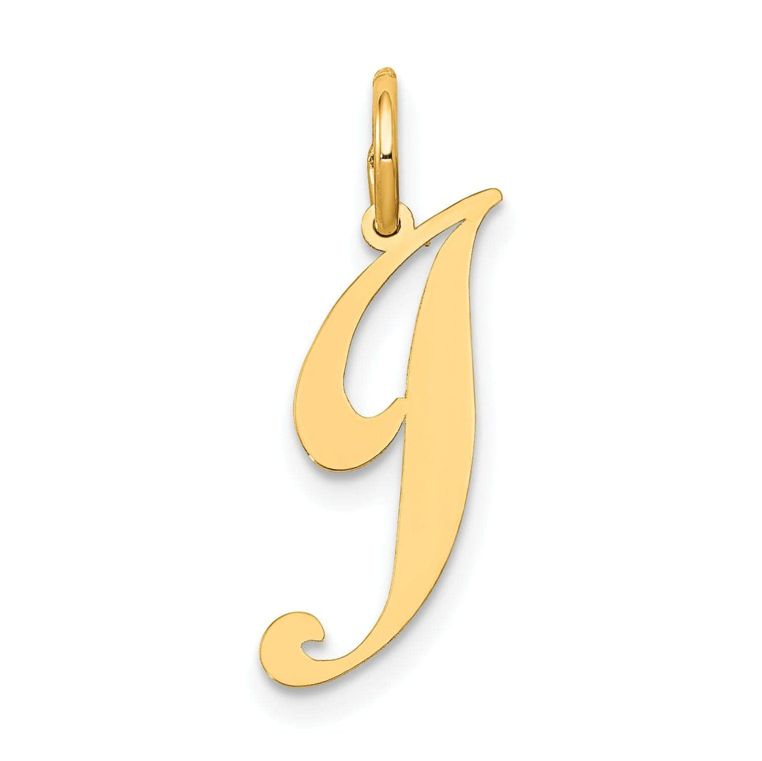 Lovely Rita's Pendants & Charms 14K Yellow Gold Small Size Fancy Script Letter J Initial Pendant