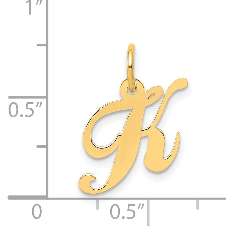 Lovely Rita's Pendants & Charms 14K Yellow Gold Small Size Fancy Script Letter K Initial Pendant