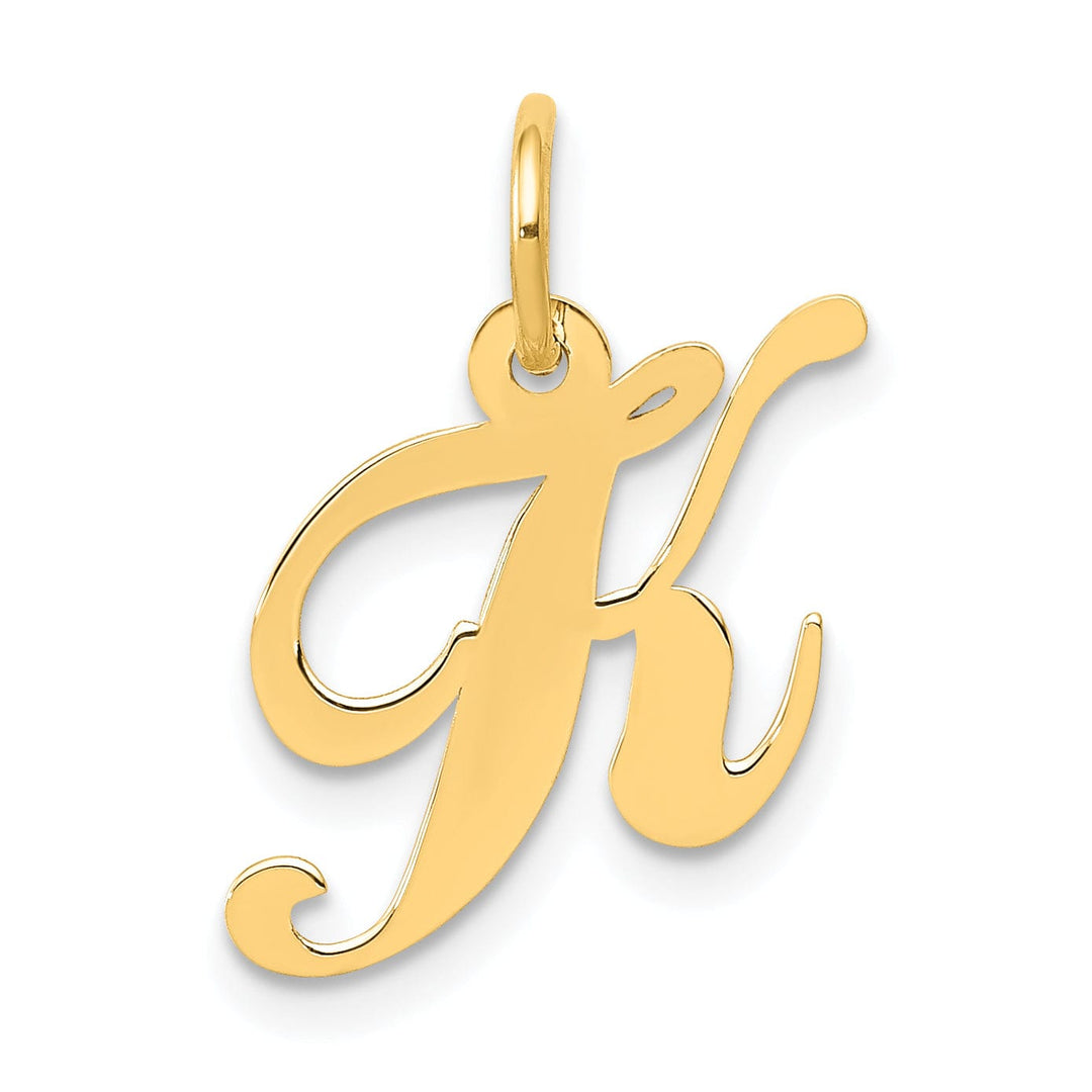 Lovely Rita's Pendants & Charms 14K Yellow Gold Small Size Fancy Script Letter K Initial Pendant