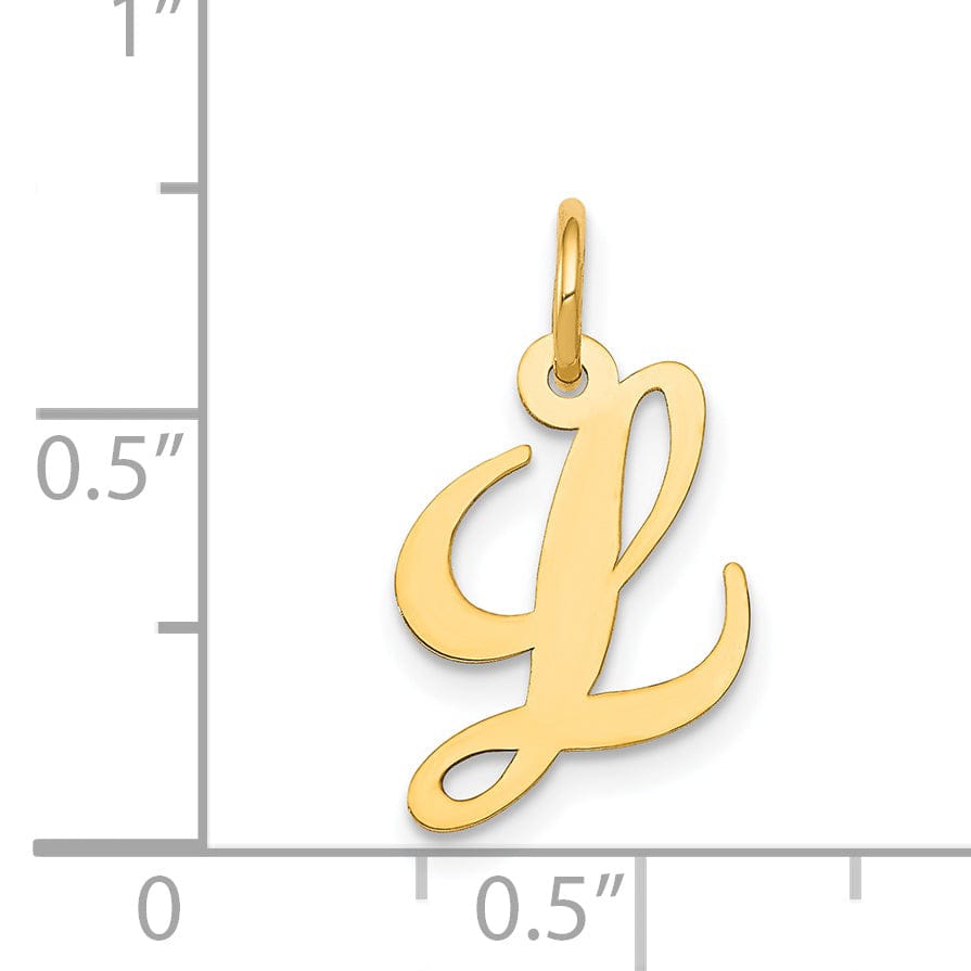 Lovely Rita's Pendants & Charms 14K Yellow Gold Small Size Fancy Script Letter L Initial Pendant