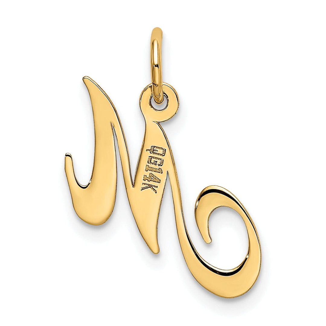 Lovely Rita's Pendants & Charms 14K Yellow Gold Small Size Fancy Script Letter M Initial Pendant