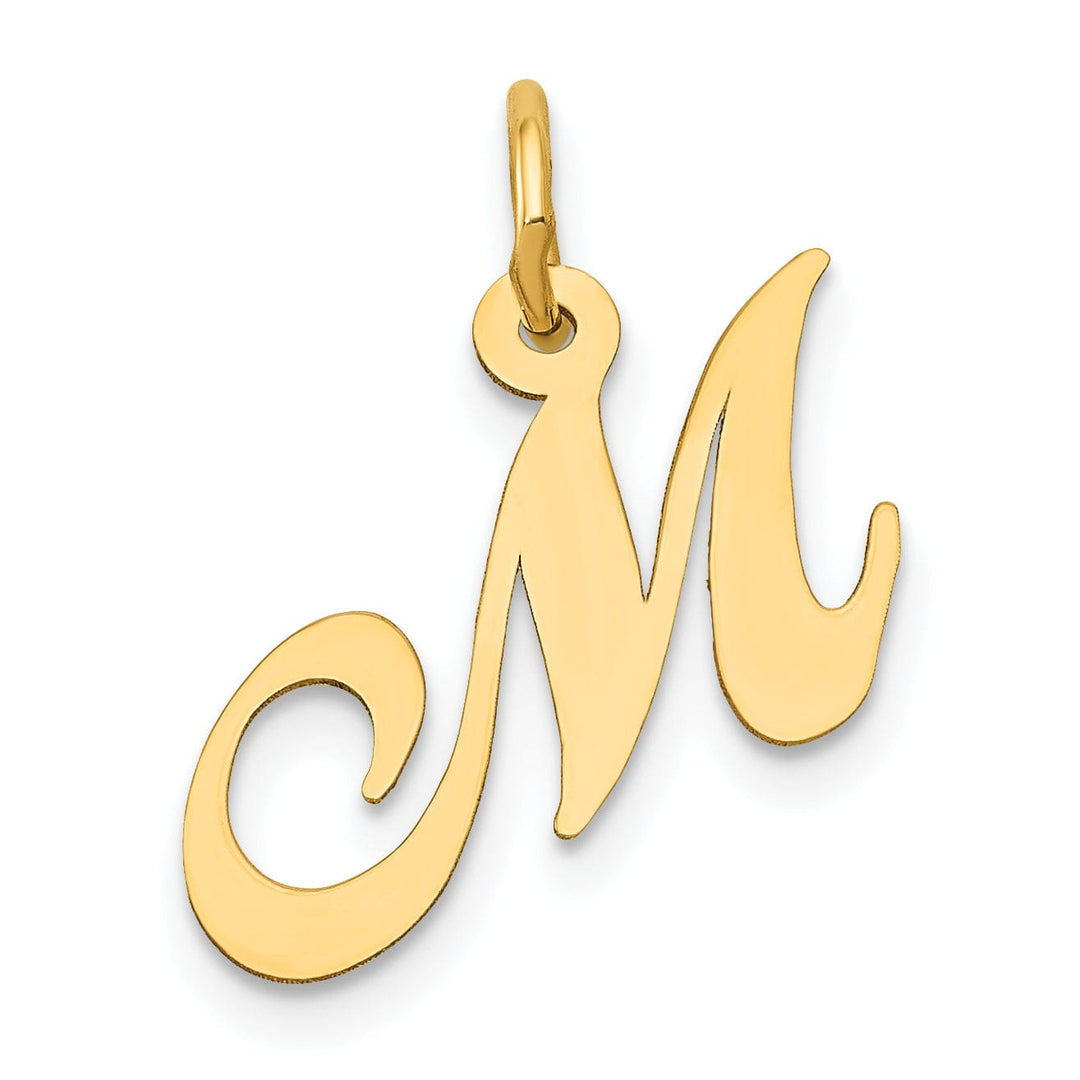 Lovely Rita's Pendants & Charms 14K Yellow Gold Small Size Fancy Script Letter M Initial Pendant