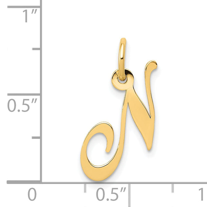 Lovely Rita's Pendants & Charms 14K Yellow Gold Small Size Fancy Script Letter N Initial Pendant