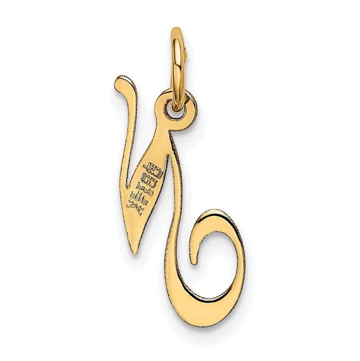 Lovely Rita's Pendants & Charms 14K Yellow Gold Small Size Fancy Script Letter N Initial Pendant