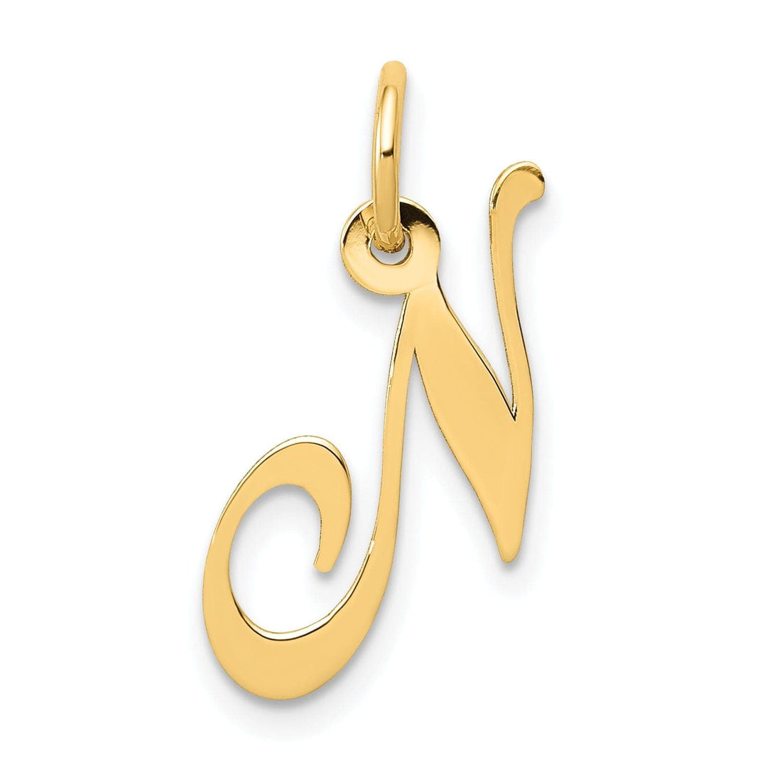 Lovely Rita's Pendants & Charms 14K Yellow Gold Small Size Fancy Script Letter N Initial Pendant