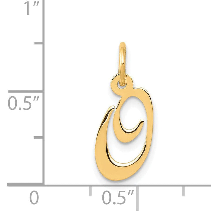 Lovely Rita's Pendants & Charms 14K Yellow Gold Small Size Fancy Script Letter O Initial Pendant