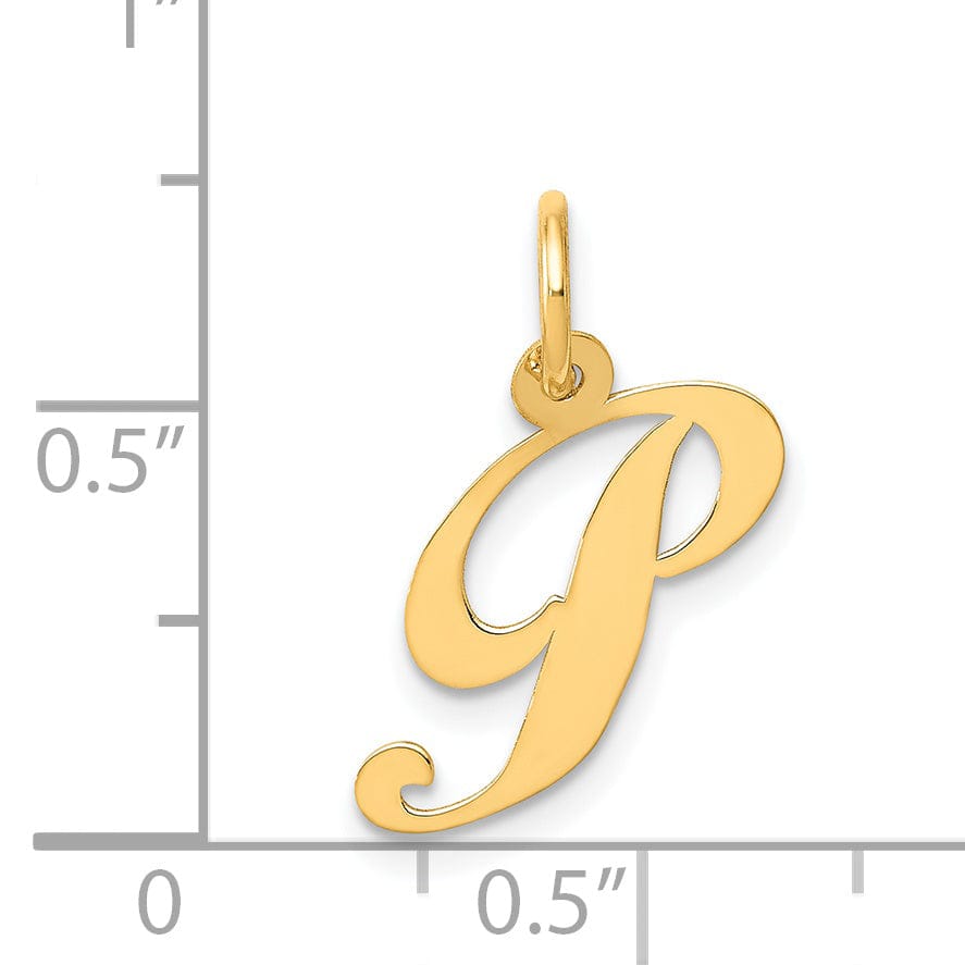 Lovely Rita's Pendants & Charms 14K Yellow Gold Small Size Fancy Script Letter P Initial Pendant