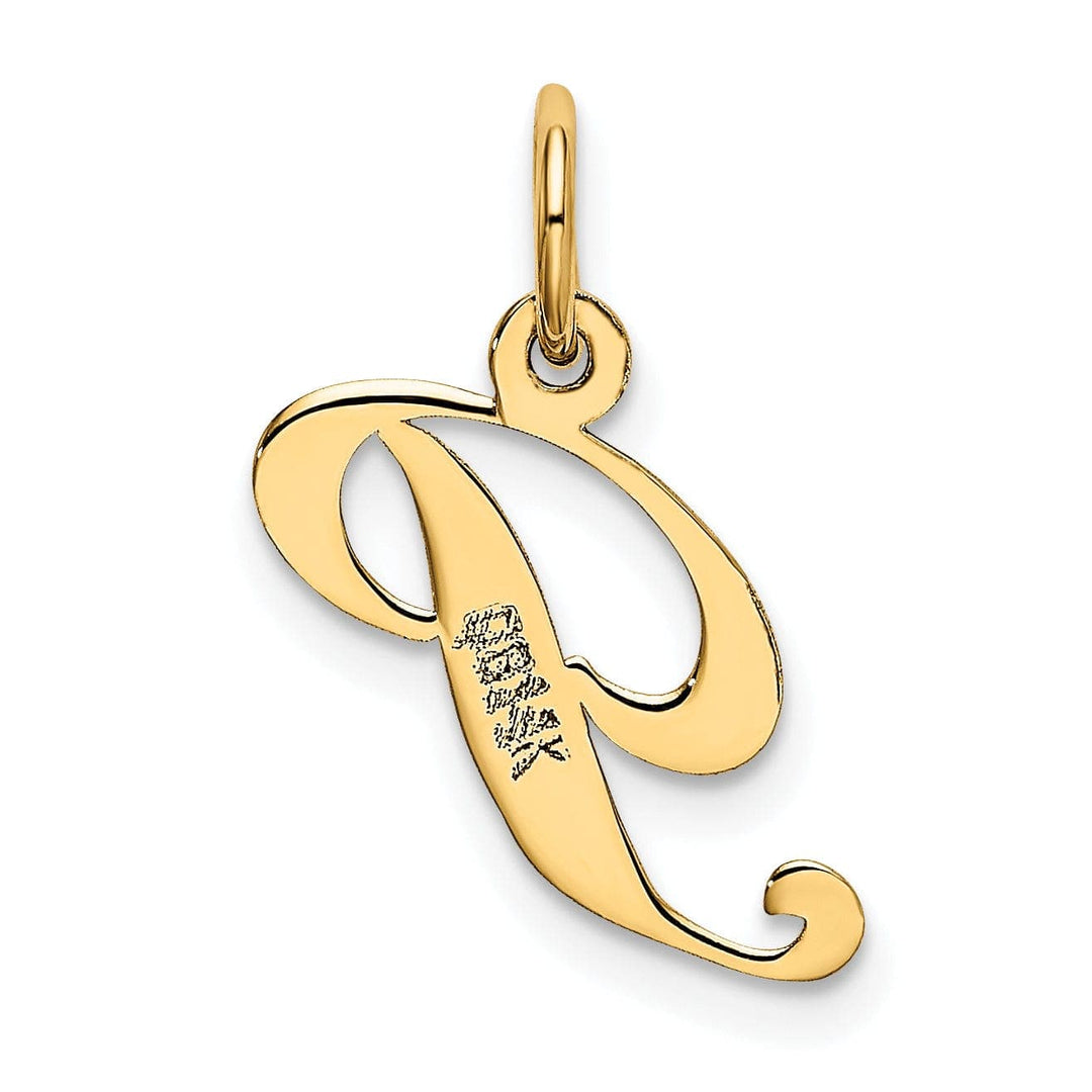 Lovely Rita's Pendants & Charms 14K Yellow Gold Small Size Fancy Script Letter P Initial Pendant