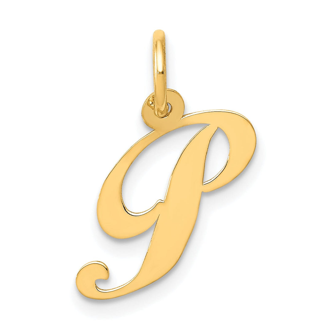 Lovely Rita's Pendants & Charms 14K Yellow Gold Small Size Fancy Script Letter P Initial Pendant