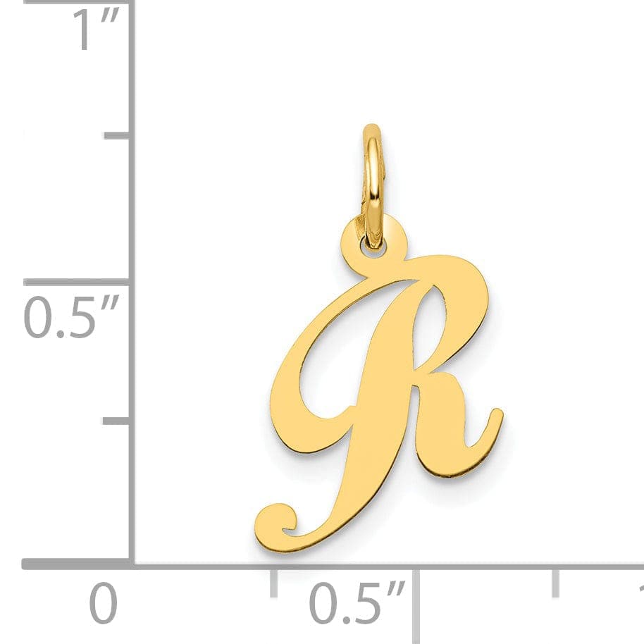 Lovely Rita's Pendants & Charms 14K Yellow Gold Small Size Fancy Script Letter R Initial Pendant