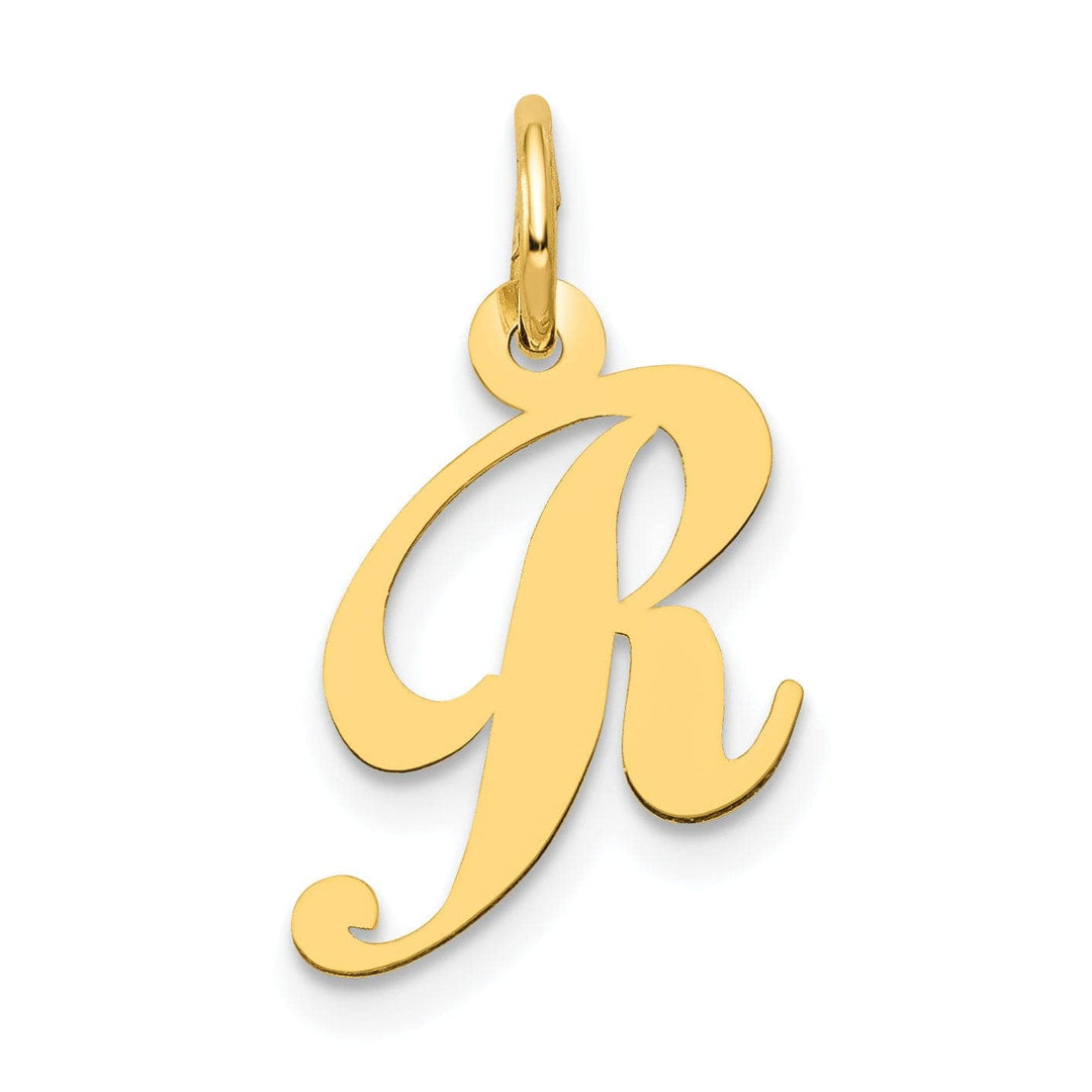 Lovely Rita's Pendants & Charms 14K Yellow Gold Small Size Fancy Script Letter R Initial Pendant