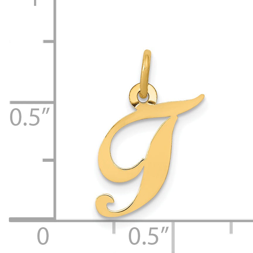 Lovely Rita's Pendants & Charms 14K Yellow Gold Small Size Fancy Script Letter T Initial Pendant