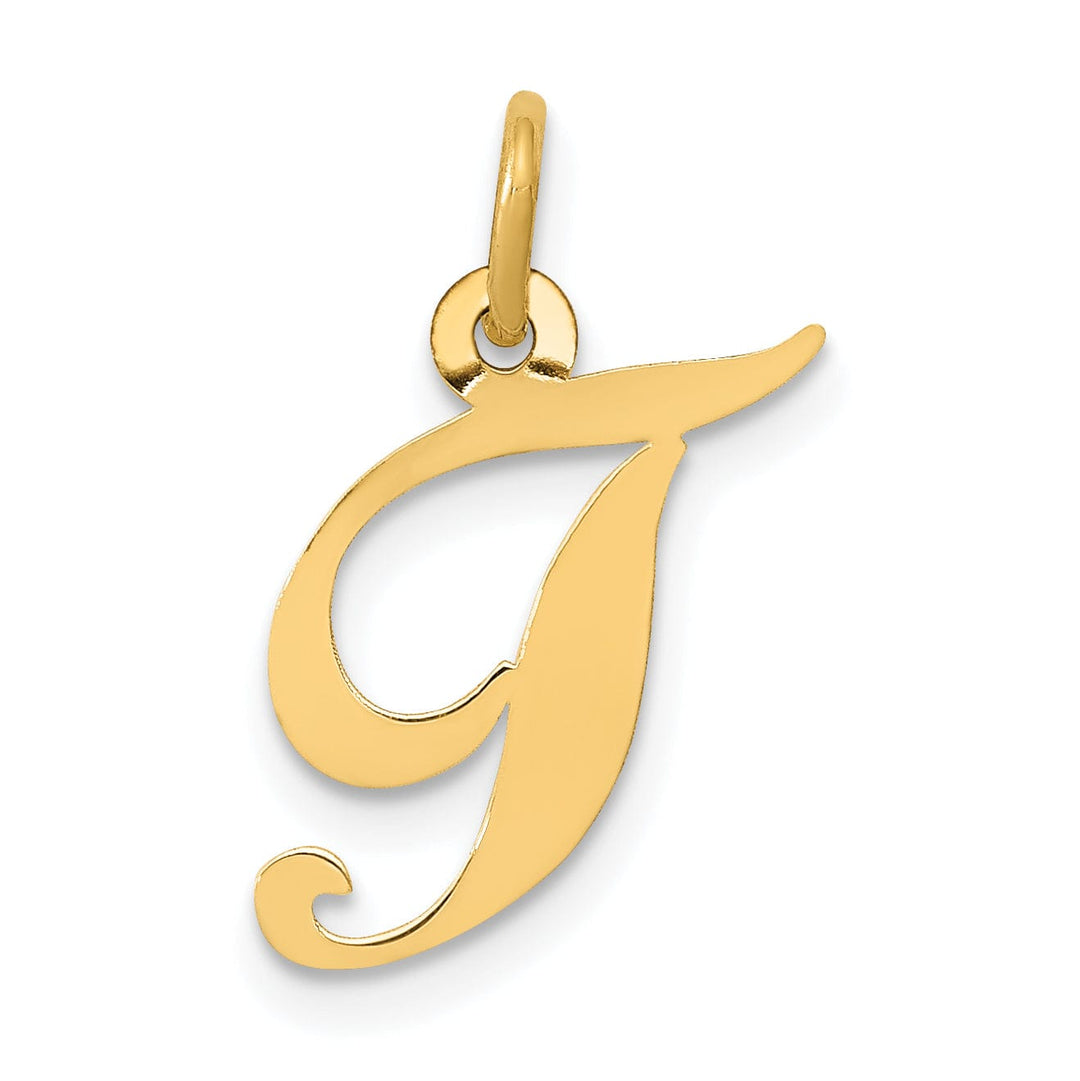 Lovely Rita's Pendants & Charms 14K Yellow Gold Small Size Fancy Script Letter T Initial Pendant