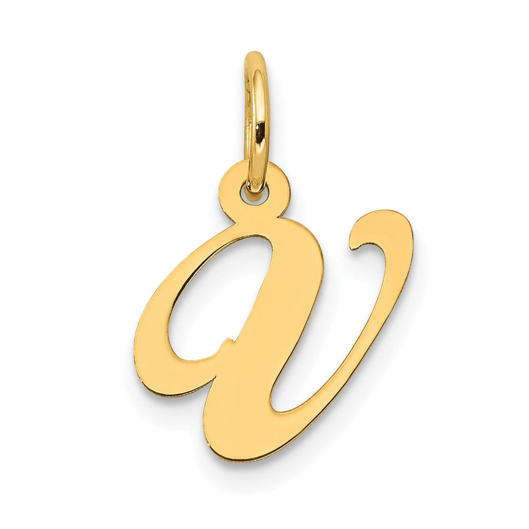 Lovely Rita's Pendants & Charms 14K Yellow Gold Small Size Fancy Script Letter V Initial Pendant