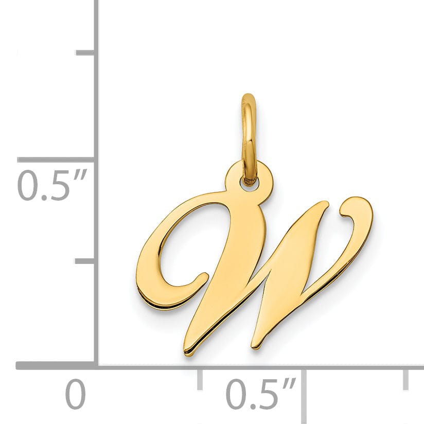 Lovely Rita's Pendants & Charms 14K Yellow Gold Small Size Fancy Script Letter W Initial Pendant