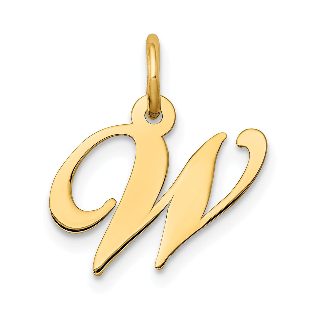 Lovely Rita's Pendants & Charms 14K Yellow Gold Small Size Fancy Script Letter W Initial Pendant