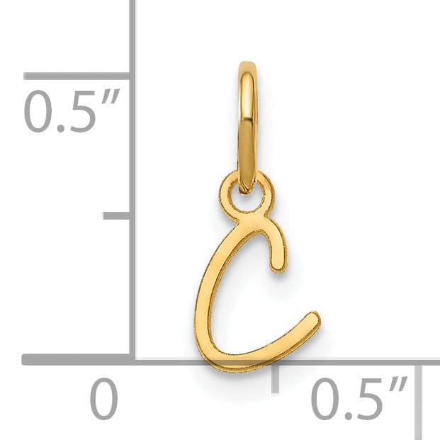 Lovely Rita's Pendants & Charms 14K Yellow Gold Small Size Upper Case Script Letter C Initial Pendant