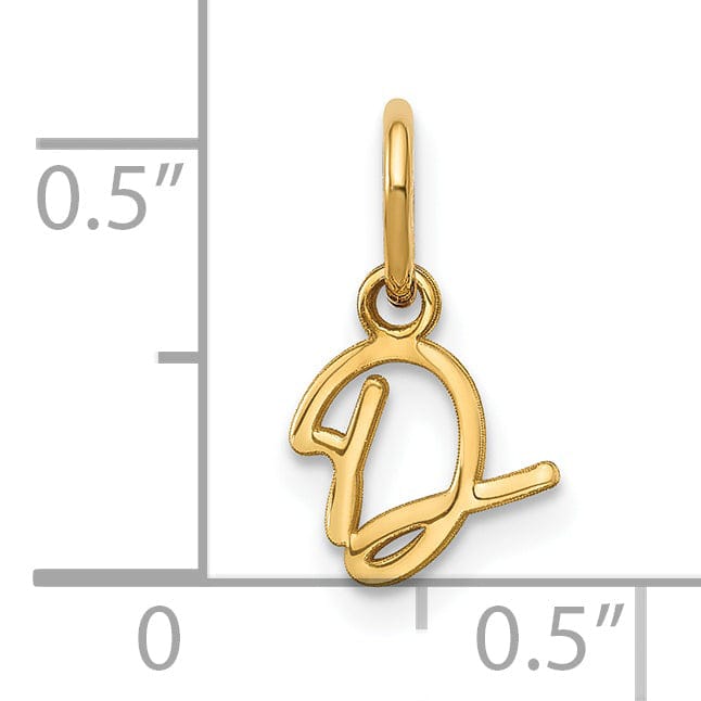 Lovely Rita's Pendants & Charms 14K Yellow Gold Small Size Upper Case Script Letter D Initial Pendant