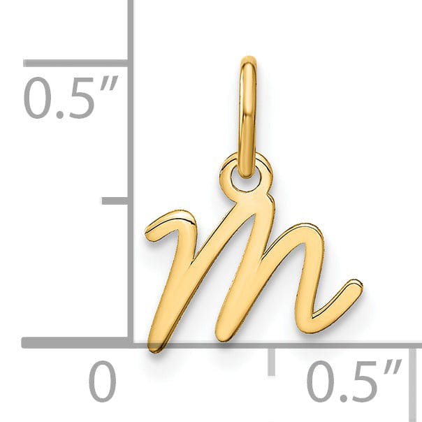 Lovely Rita's Pendants & Charms 14K Yellow Gold Small Size Upper Case Script Letter M Initial Pendant