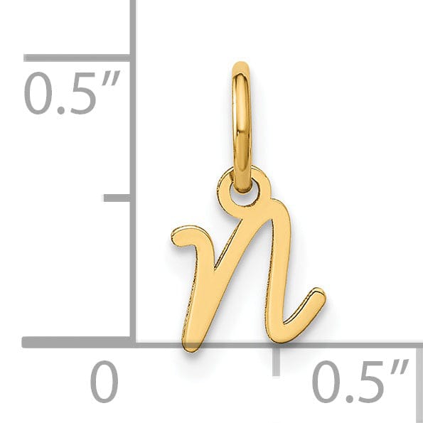 Lovely Rita's Pendants & Charms 14K Yellow Gold Small Size Upper Case Script Letter N Initial Pendant