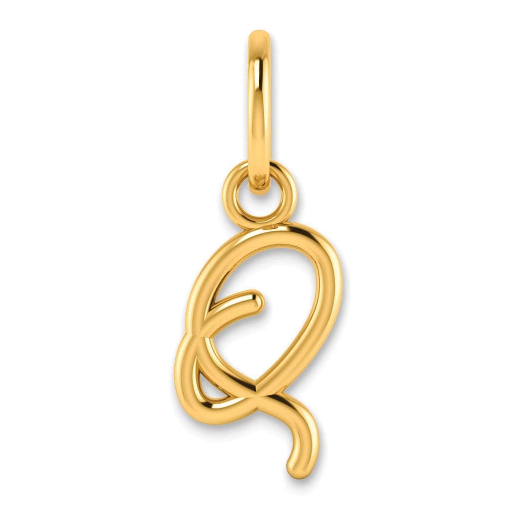 Lovely Rita's Pendants & Charms 14K Yellow Gold Small Size Upper Case Script Letter Q Initial Pendant
