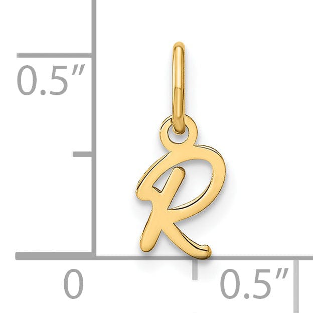 Lovely Rita's Pendants & Charms 14K Yellow Gold Small Size Upper Case Script Letter R Initial Pendant