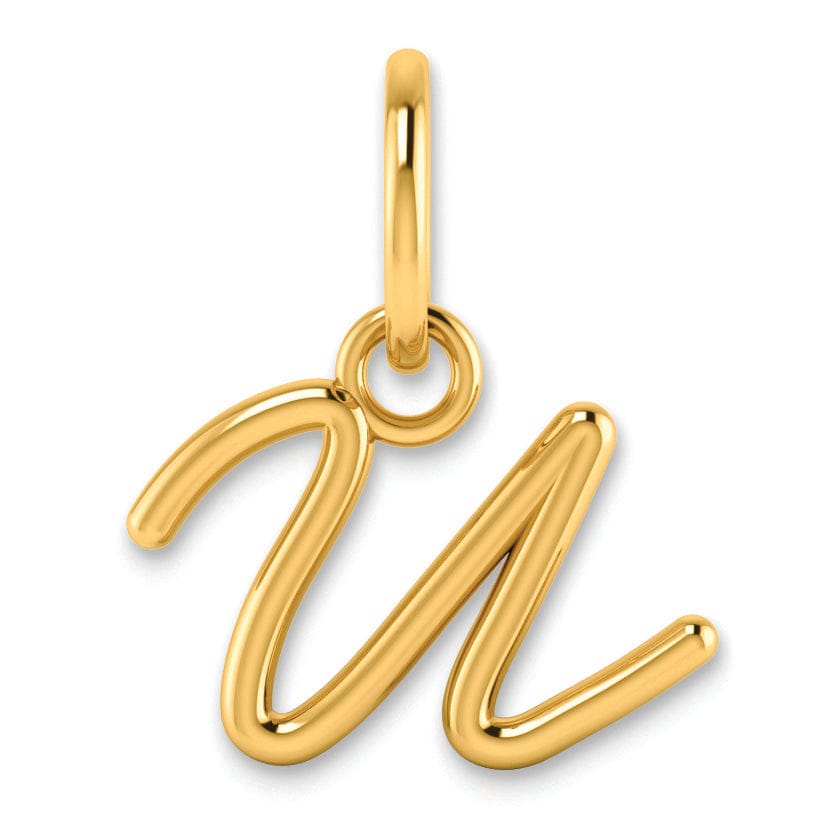 Lovely Rita's Pendants & Charms 14K Yellow Gold Small Size Upper Case Script Letter U Initial Pendant