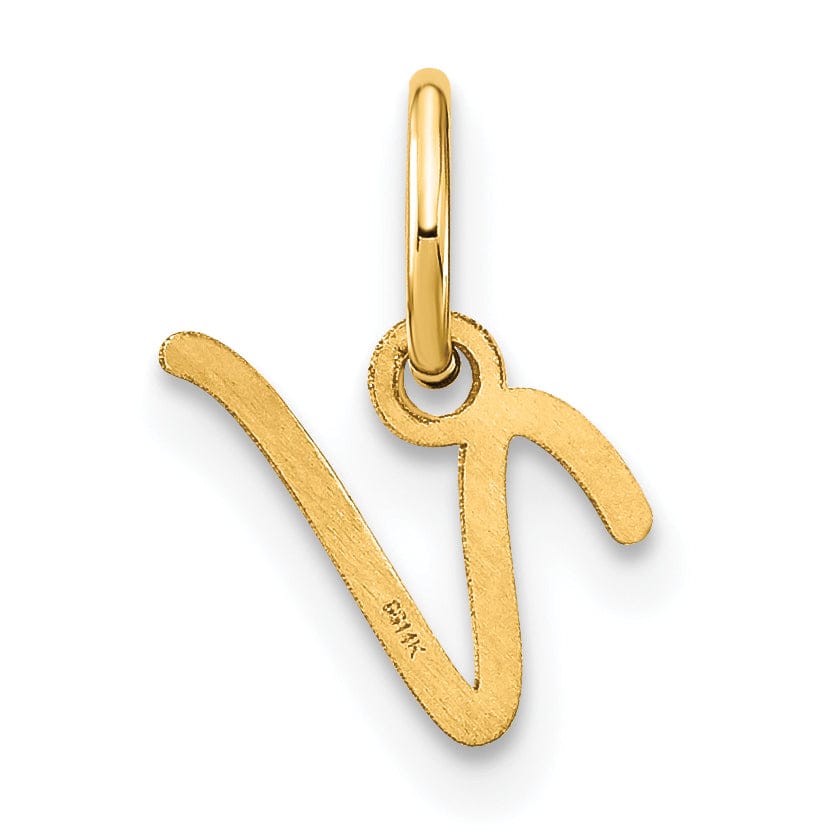 Lovely Rita's Pendants & Charms 14K Yellow Gold Small Size Upper Case Script Letter V Initial Pendant
