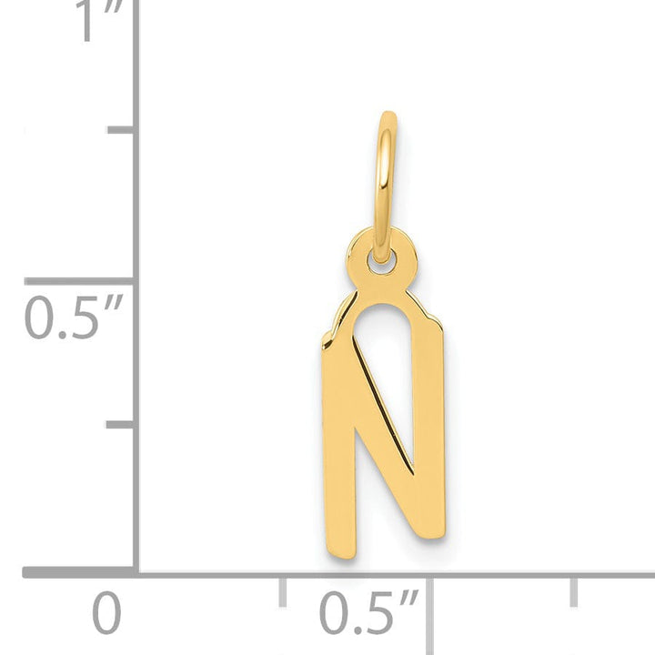 Lovely Rita's Pendants & Charms 14k Yellow Gold Small Slanted Block Letter N Initial Pendant
