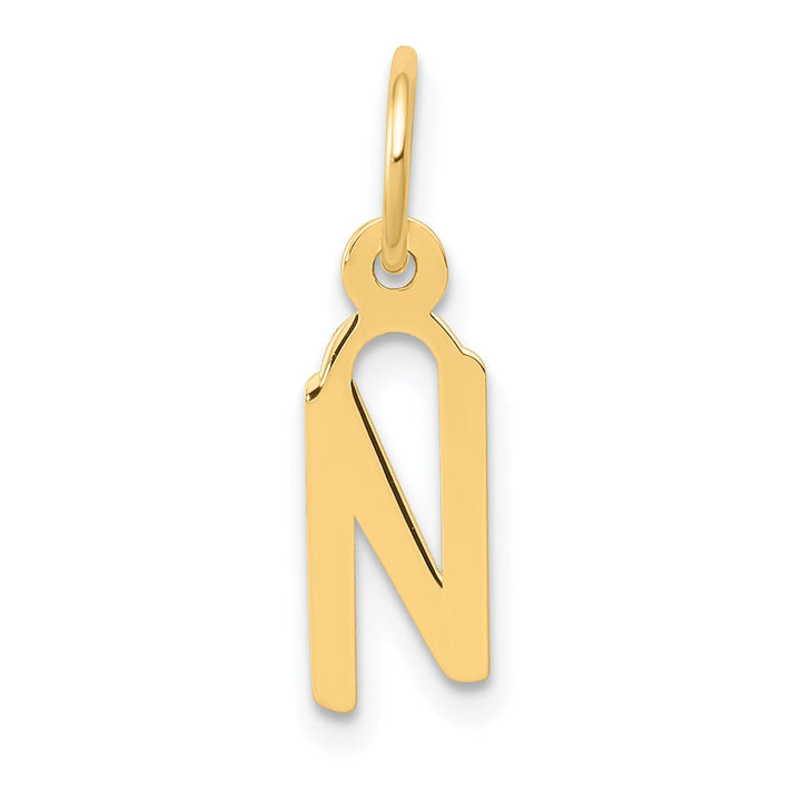 Lovely Rita's Pendants & Charms 14k Yellow Gold Small Slanted Block Letter N Initial Pendant