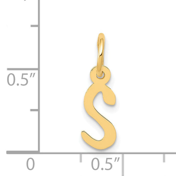 Lovely Rita's Pendants & Charms 14k Yellow Gold Small Slanted Block Letter S Initial Pendant