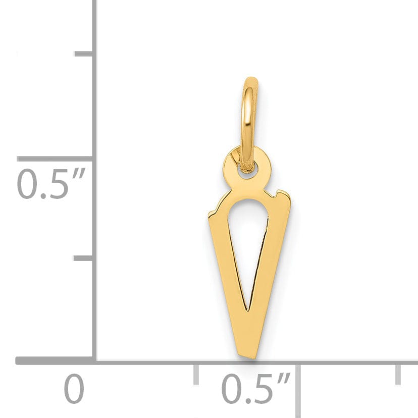 Lovely Rita's Pendants & Charms 14k Yellow Gold Small Slanted Block Letter V Initial Pendant
