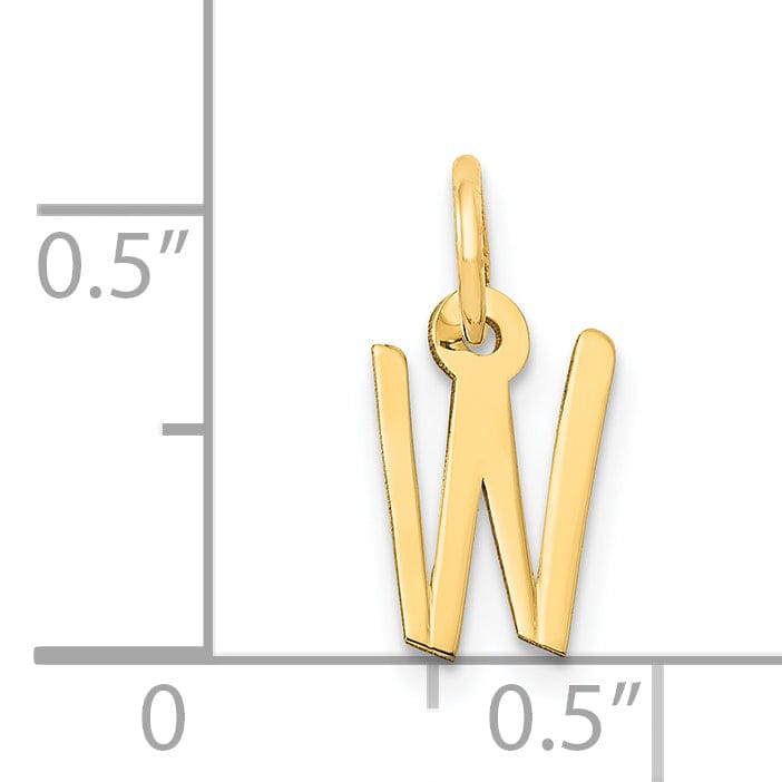 Lovely Rita's Pendants & Charms 14k Yellow Gold Small Slanted Block Letter W Initial Pendant